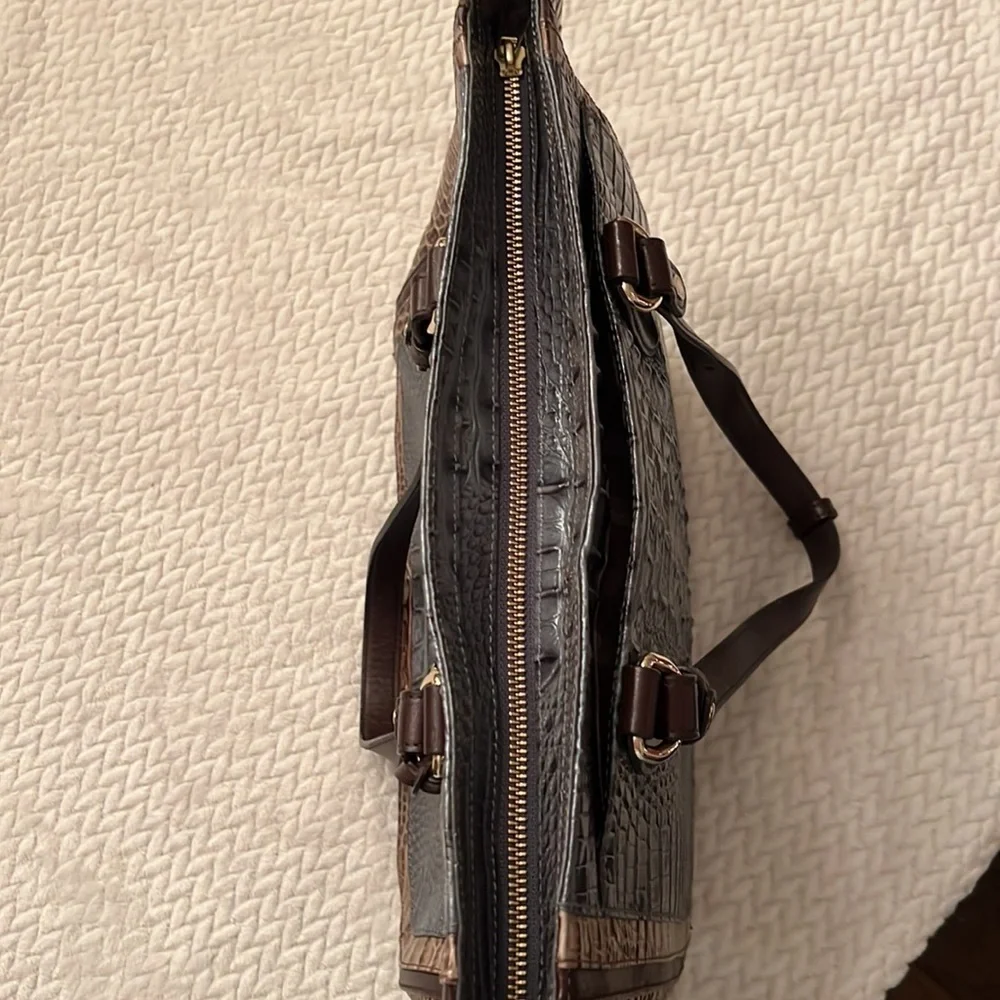Brahmin Lena Mallard Davos Tote Medium Embossed Leather Shoulder Bag